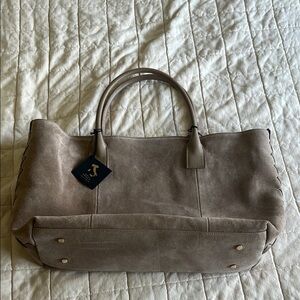 NWT Claudia Firenze Taupe Suede Tote Bag